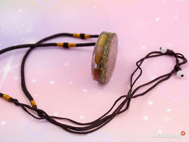 Naszyjnik Amulet Wisior Cytryn Lazuryt Ametyst Ręka Fatimy