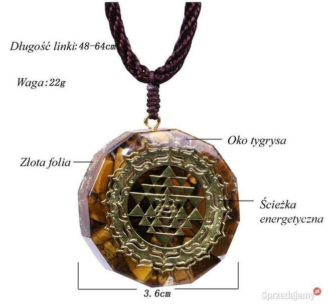 NASZYJNIK ORGONIT OLIWIN OBSYDIAN PREZENT DRZEWO ŻYCIA REIKI