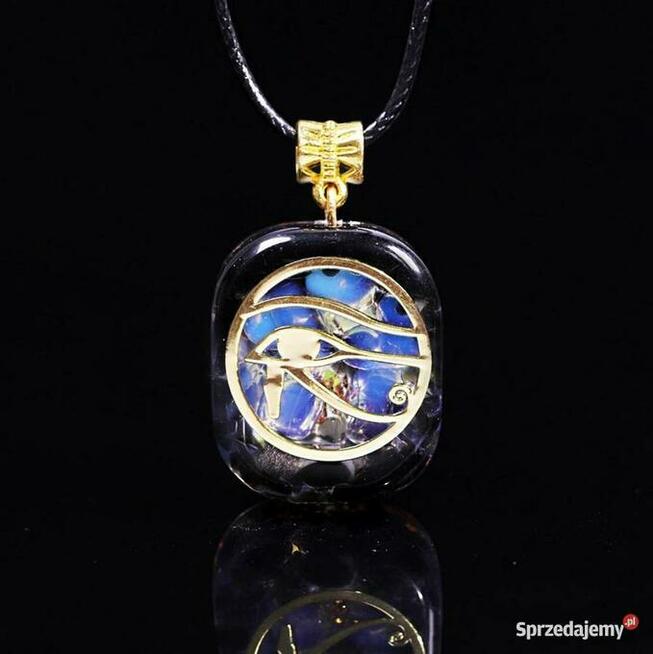 Cudowny NASZYJNIK ORGONIT Wisiorek OKO HORUSA OPAL OBSYDIAN