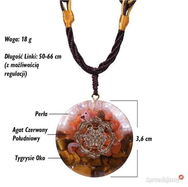 Naszyjnik Orgonit Piękny Różowy Kwarc Melting Stone Miedź