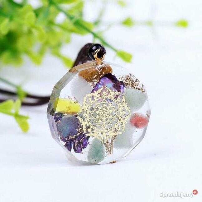 NASZYJNIK WISIOR ORGONIT MUSZLA TOPAZ AGAT OKO TYGRYSIE JOGA