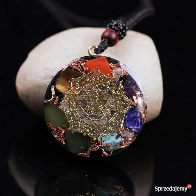 Piękny Naszyjnik z Orgonitu Ametyst Jaspis Turkus Świecący