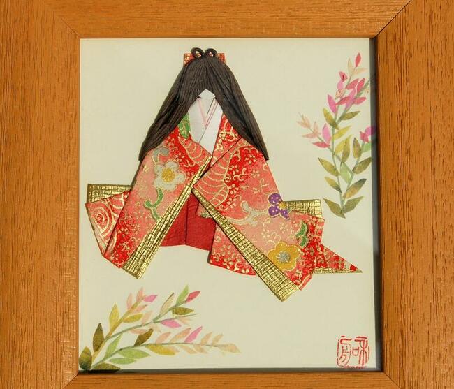 Origami japońskie, kobieta w kimonie gejsza, obraz z Japoni
