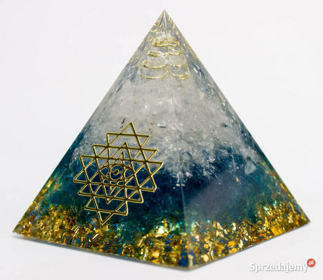 PIRAMIDA ORGONIT KWARC SKALNY KRYSZTAŁ GÓRSKI NIEBIESKI ŻWIR