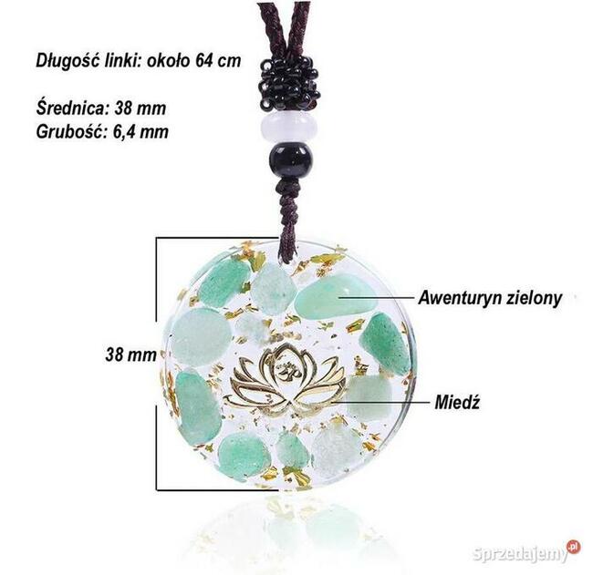 PIĘKNY NASZYJNIK WISIOR ORGONIT PIĘKNY PREZENT AWENTURYN OM