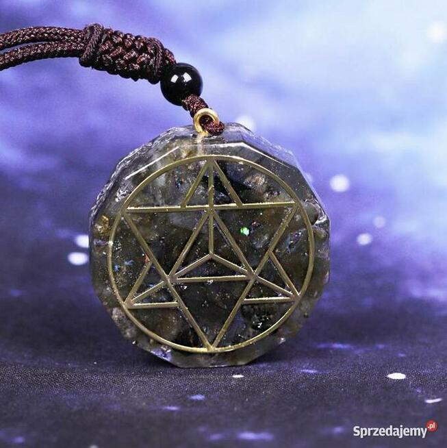 NASZYJNIK WISIOR ORGONIT LABRADORYT OCHRONA SIŁA WIARA