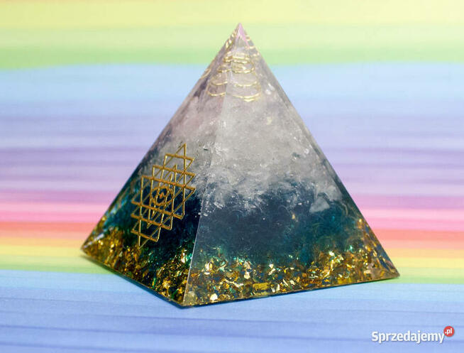 PIRAMIDA ORGONIT KWARC SKALNY KRYSZTAŁ GÓRSKI NIEBIESKI ŻWIR