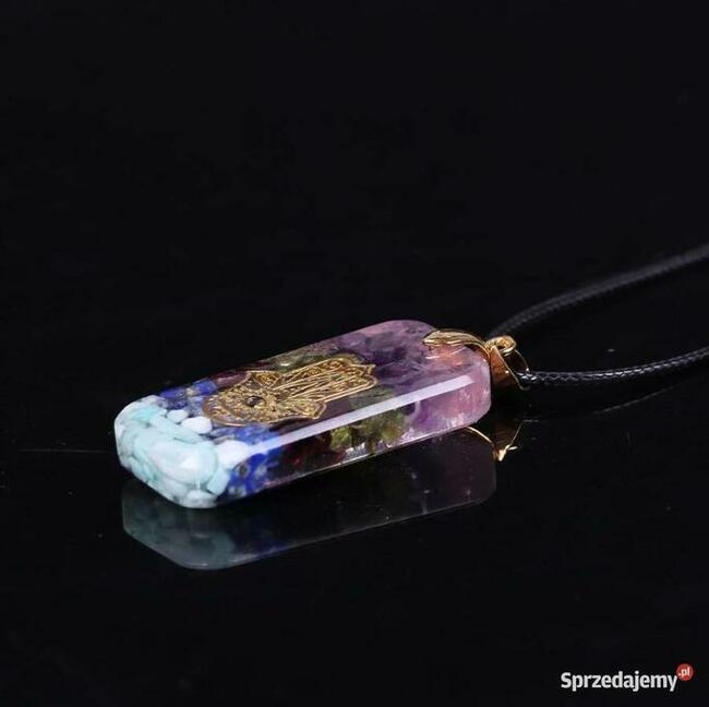 Śliczny Naszyjnik Orgonit Naturalny Lazuryt Kwarc Granat