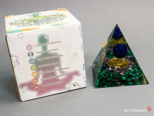 PIRAMIDKA ORGONIT LAZURYT MALACHIT AMETYST MIEDŹ 6cm PREZENT