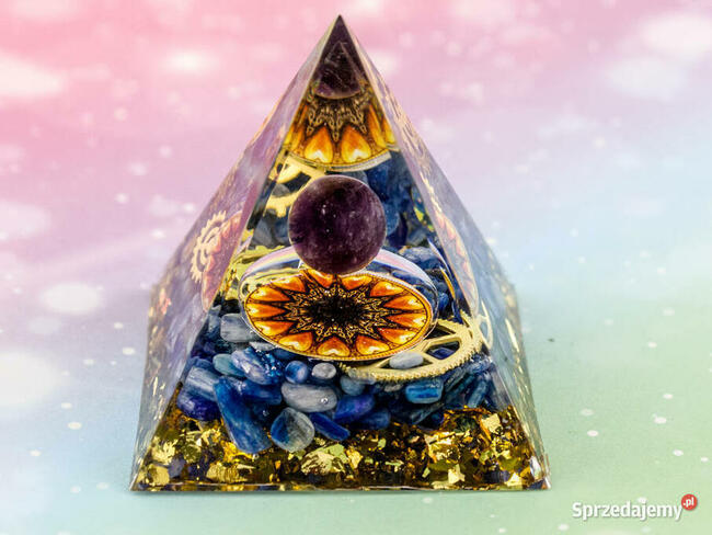 PIRAMIDKA ORGONIT AMETYST CYJANIT KYANIT MIEDŹ ODPROMIENNIK