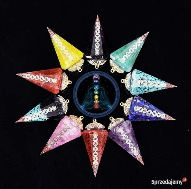 Wisiorek Amulet Wahadełko Orgonit Czakra Ametyst Lazury