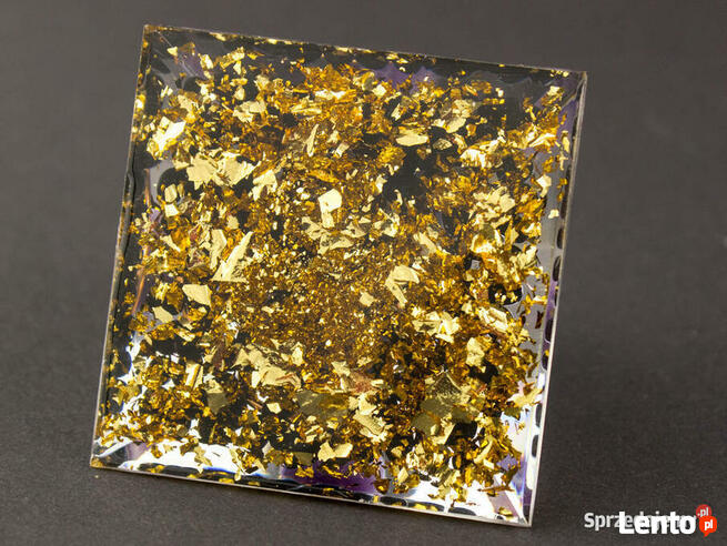 PIRAMIDKA ORGONIT 5G AMETYST OBSYDIAN ZŁOTA FOLIA - 6 cm