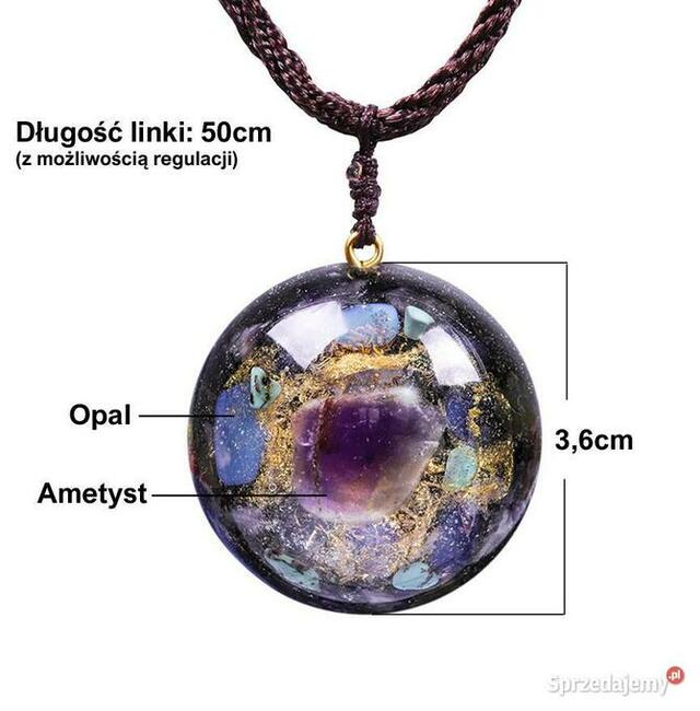 Śliczny Wyjątkowy Duży Naszyjnik Orgonitowy AMETYST OPAL