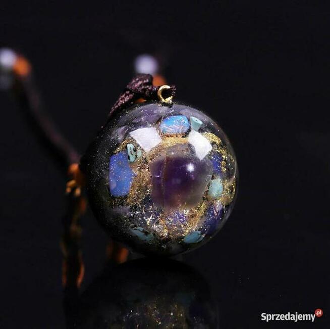 Śliczny Wyjątkowy Duży Naszyjnik Orgonitowy AMETYST OPAL