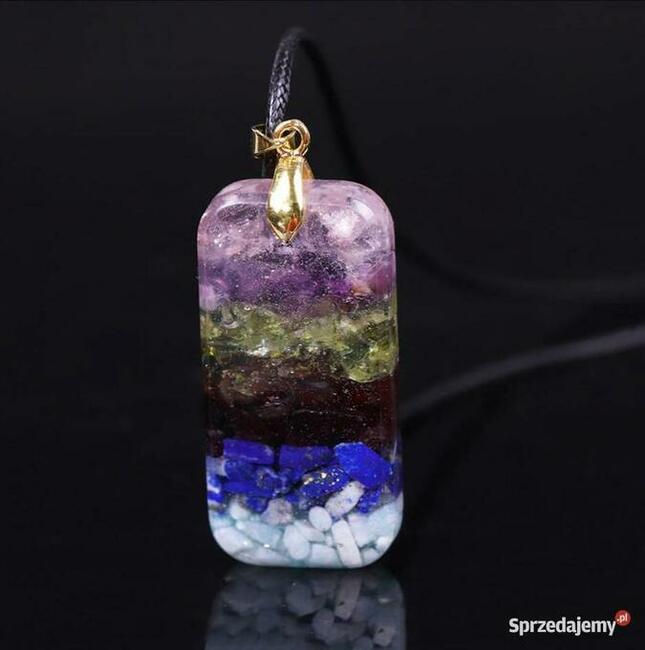 Śliczny Naszyjnik Orgonit Naturalny Lazuryt Kwarc Granat