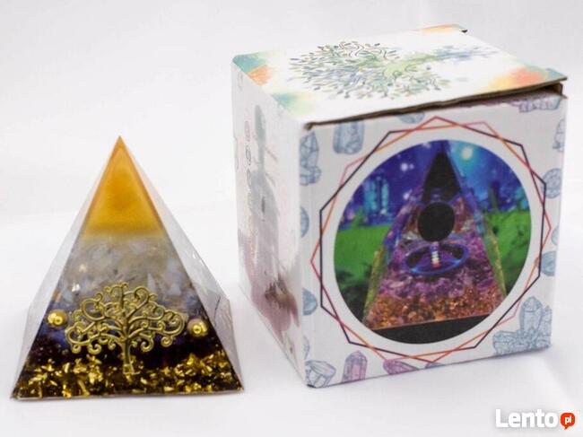 Piękna Piramidka Orgonitowa Granat Kryształ Żywica 6 cm