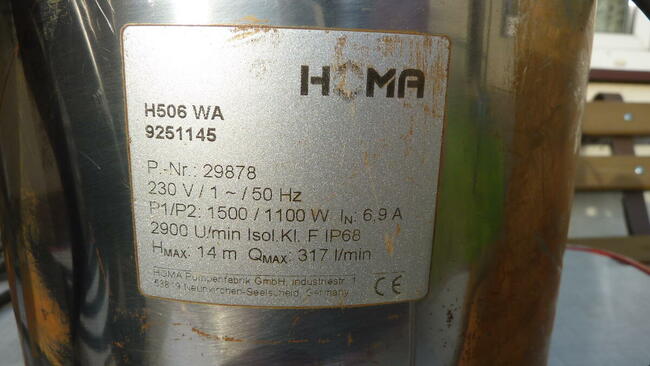 Pompa zanurzeniowa do brudnej wody HOMA H506 (230V).Prod.nie