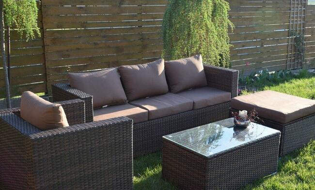 BORNEO brąz technoratan sofa fotel pufa