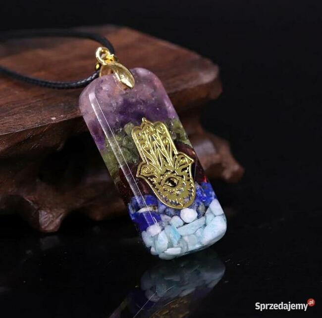 Śliczny Naszyjnik Orgonit Naturalny Lazuryt Kwarc Granat