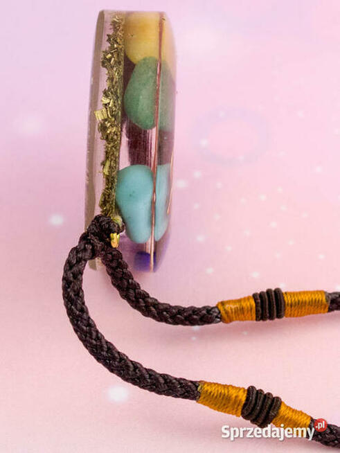 Naszyjnik Amulet Wisior Cytryn Lazuryt Ametyst Ręka Fatimy