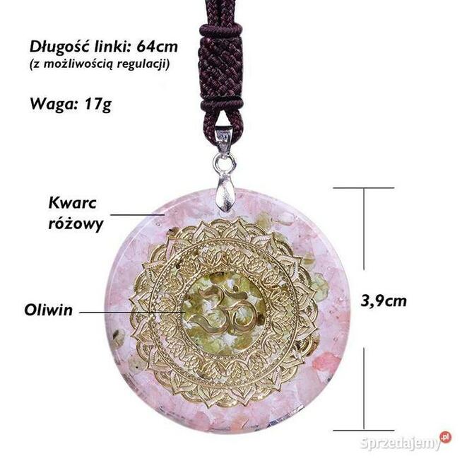 PIĘKNY NASZYJNIK SERCE SERDUSZKO KWARC RÓŻOWY KAMIEŃ ŻYWICA