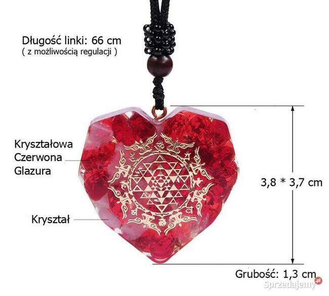 Piękny Naszyjnik Serce Serduszko Orgonit Kryształ Miłość