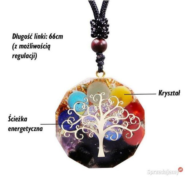 Piękny Orgonit Naszyjnik Kryształ Agat Jaspis Miedź Prezent