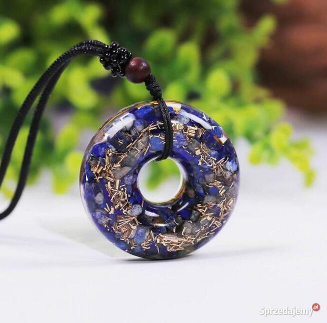 Piękny Naszyjnik Orgonitowy Talizman Lazuryt Donut Pączek