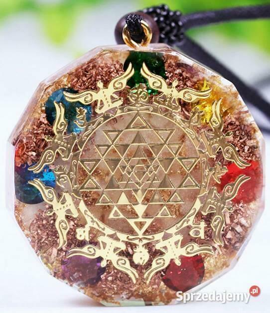 Naszyjnik Wisiorek Orgonitowy Piękny Cyrkonie Czysta Miedź