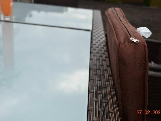 meble ogrodowe 6+1 technorattan brąz zestaw meble