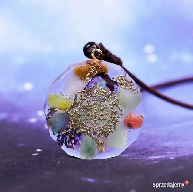 NASZYJNIK WISIOR ORGONIT MUSZLA TOPAZ AGAT OKO TYGRYSIE JOGA