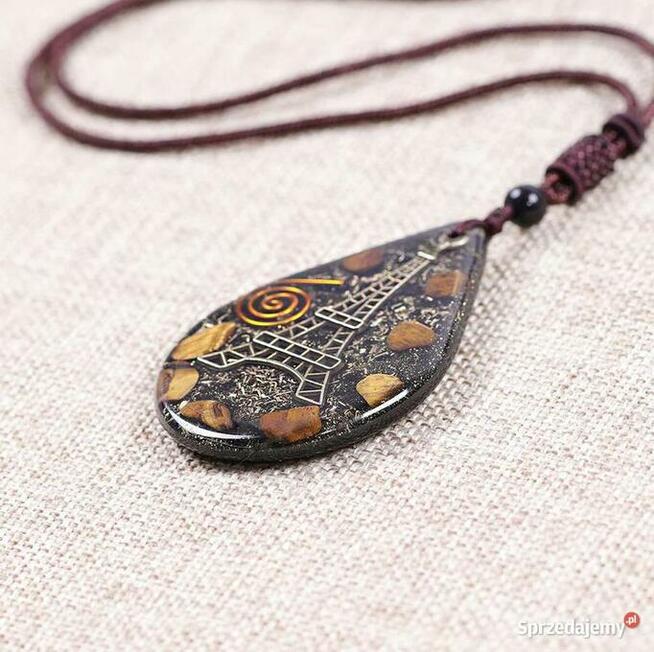 Orgonit Naszyjnik Wisiorek Wieża Eiffla Oko tygrysie Piękny