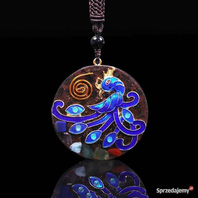 Naszyjnik Orgonit Wisiorek Ptak Feniks Kryształ Obsydian