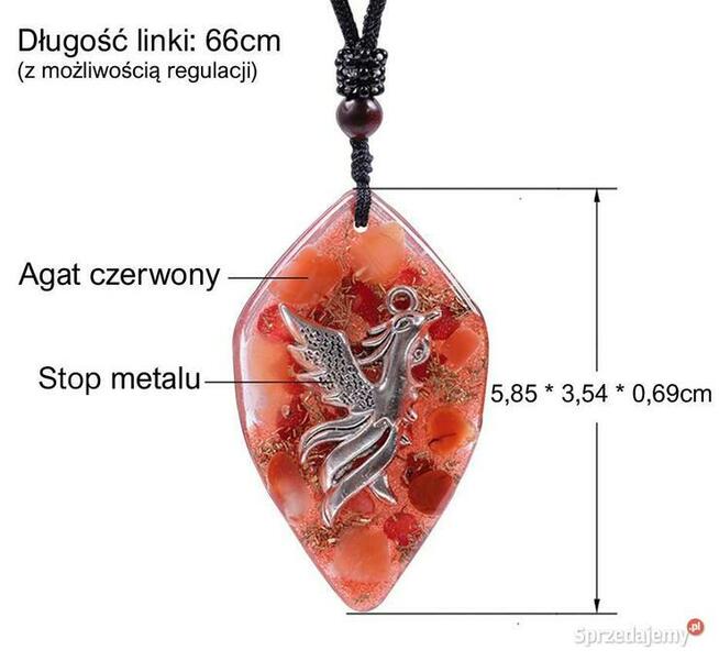 Naszyjnik Wisiorek SERCE Orgonit Różowy Kryształ Kwarc