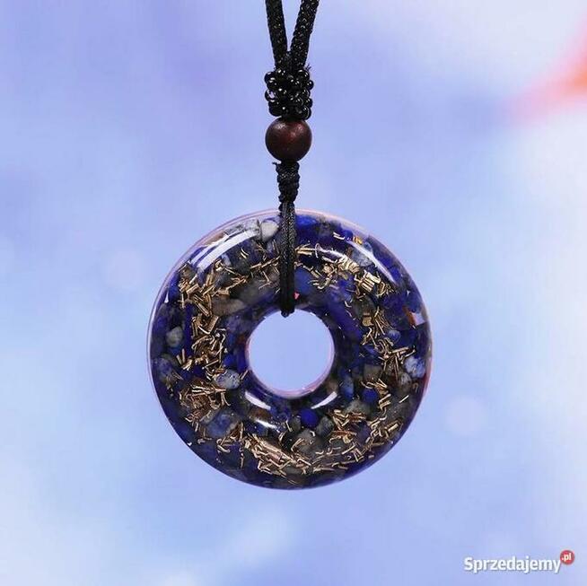 Piękny Naszyjnik Orgonitowy Talizman Lazuryt Donut Pączek
