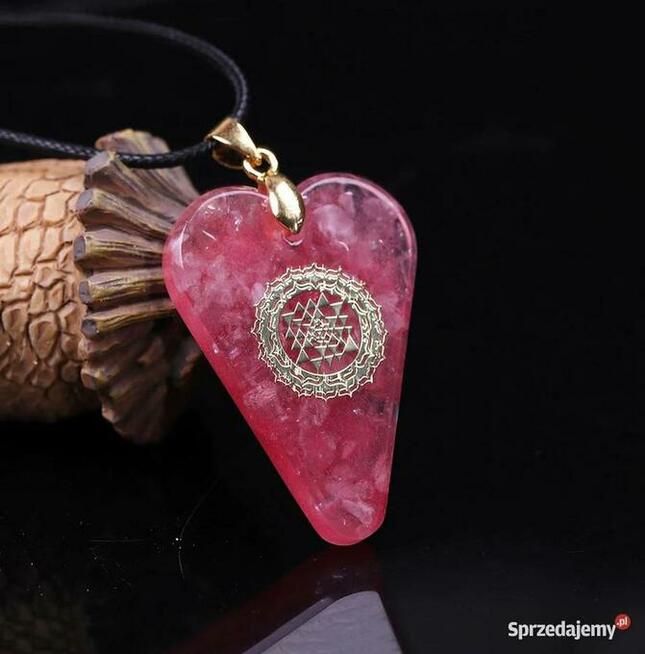 Naszyjnik Wisiorek SERCE Orgonit Różowy Kryształ Kwarc