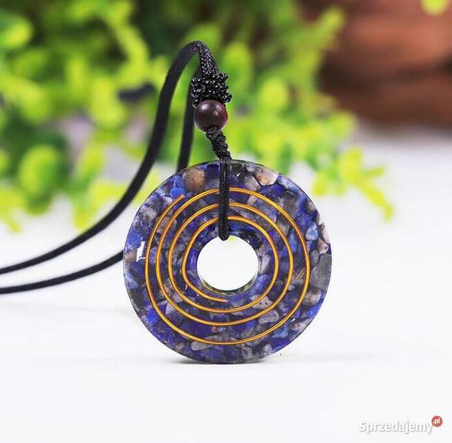 Piękny Naszyjnik Orgonitowy Talizman Lazuryt Donut Pączek
