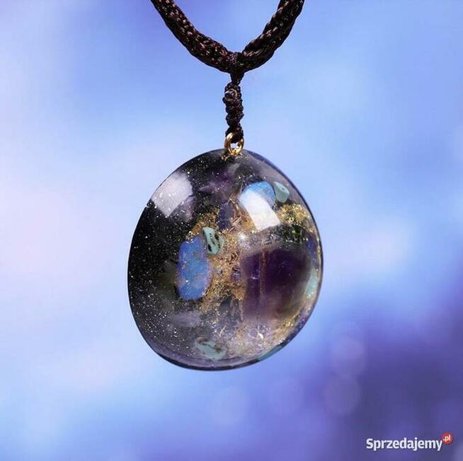 Śliczny Wyjątkowy Duży Naszyjnik Orgonitowy AMETYST OPAL