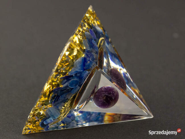 PIRAMIDKA ORGONIT AMETYST CYJANIT KYANIT MIEDŹ ODPROMIENNIK