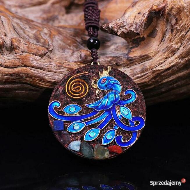 Naszyjnik Orgonit Wisiorek Ptak Feniks Kryształ Obsydian