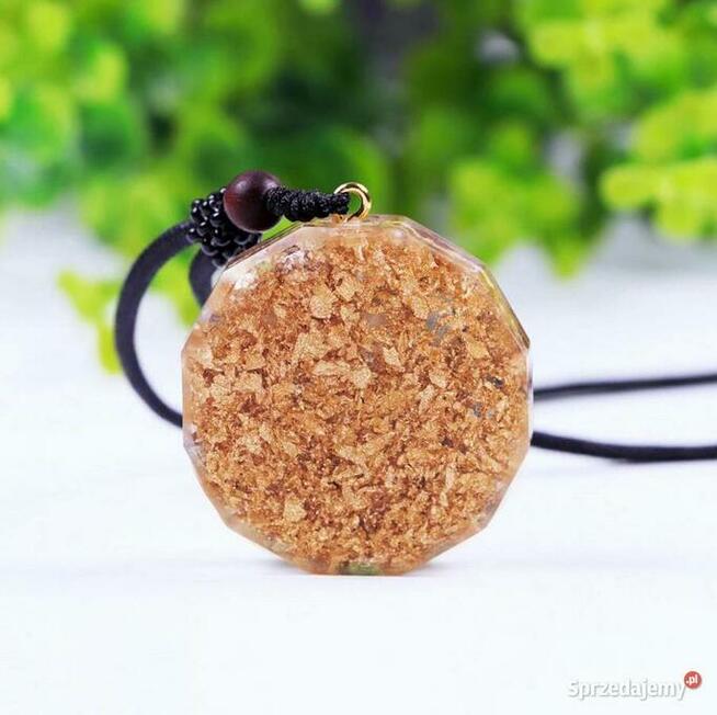 Naszyjnik Wisiorek Orgonitowy Piękny Cyrkonie Czysta Miedź