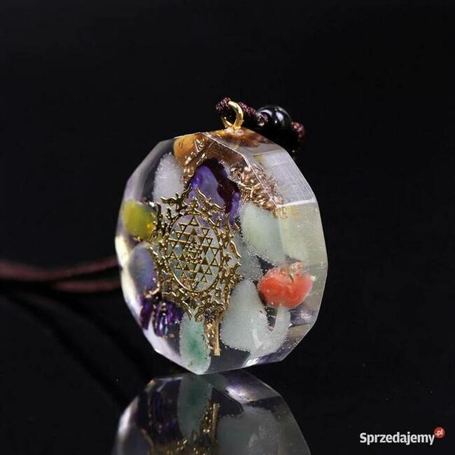 NASZYJNIK WISIOR ORGONIT MUSZLA TOPAZ AGAT OKO TYGRYSIE JOGA