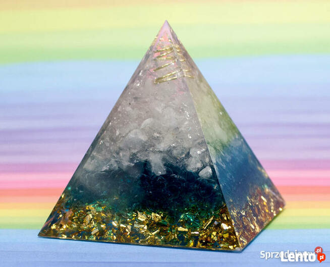 PIRAMIDA ORGONIT KWARC SKALNY KRYSZTAŁ GÓRSKI NIEBIESKI ŻWIR