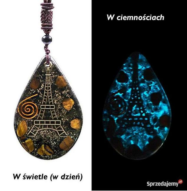 Orgonit Naszyjnik Wisiorek Wieża Eiffla Oko tygrysie Piękny