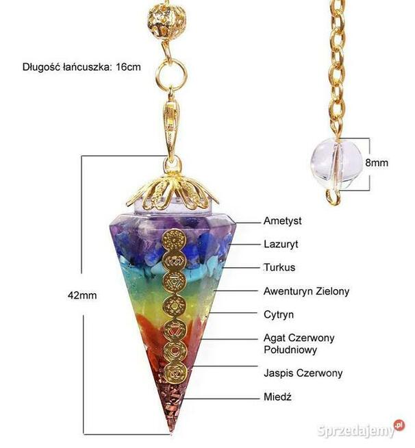 Wisiorek Amulet Wahadełko Orgonit Czakra Ametyst Lazury