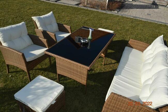 zestaw technorattan ODESSA sofa 3 2szt fotel 2szt pufa miod