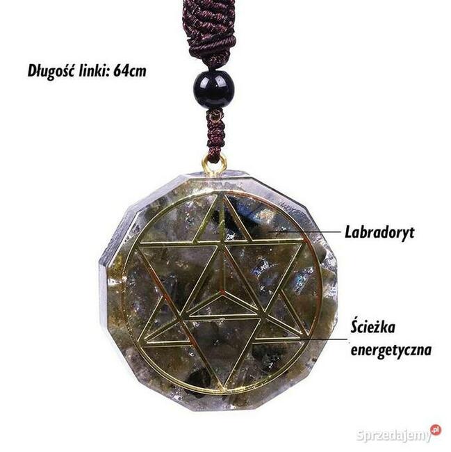 NASZYJNIK WISIOR ORGONIT LABRADORYT OCHRONA SIŁA WIARA