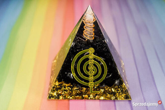 Piękna Piramidka Orgonit Kwarc Dymny Kryształ Miedź 5cm 6cm