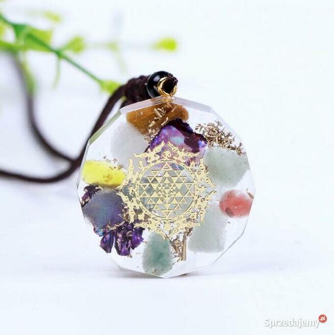 NASZYJNIK WISIOR ORGONIT MUSZLA TOPAZ AGAT OKO TYGRYSIE JOGA