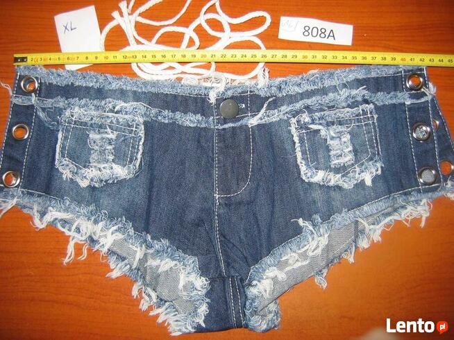 Spodenki Szorty Jeans Damskie Krótkie na Lato Wiązane L
